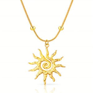 Sun Necklace, 18K Gold Plated Steel