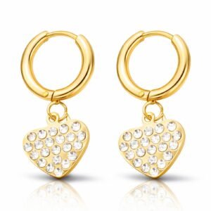 Hearts Earrings, 18K Gold Plated Steel