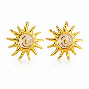 Suns Earrings, 18K Gold Plated Steel